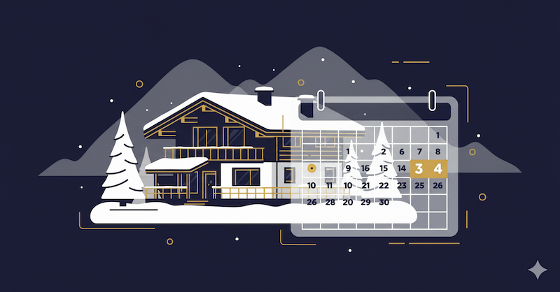 Alpine valley and chalets at dawn